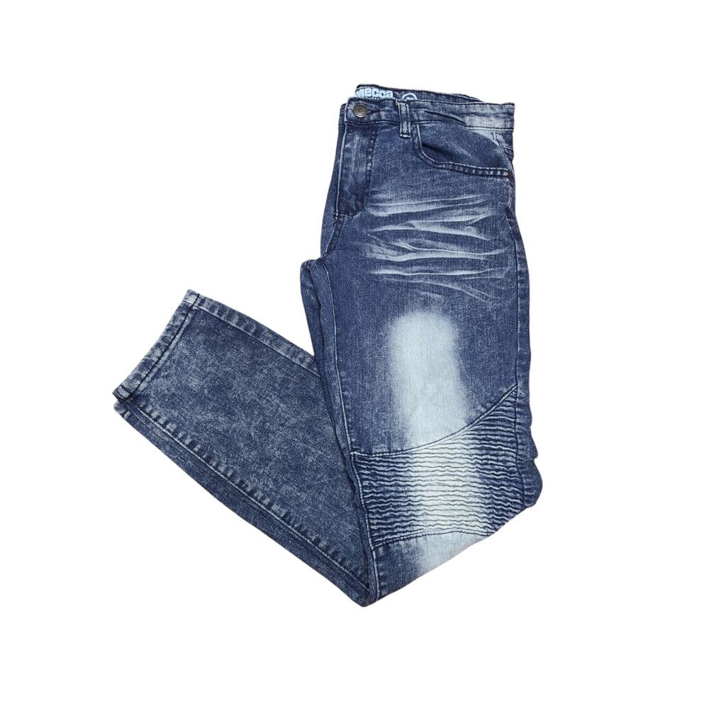 Youth Skinny Stretch Acid Wash Moto Jeans Mecca Since Day 1 Sz 16 - Picture 4 of 10